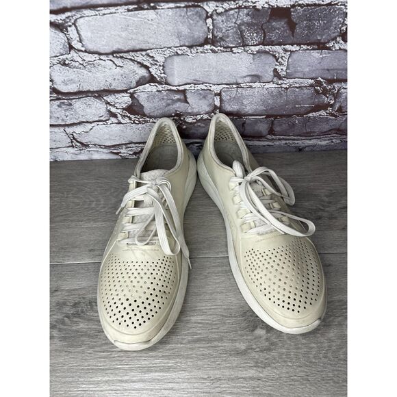 CROCS OFF WHITE Rubber Synthetic Light Lace Up WATER SHOES Men Sz 12M US/45EU - Picture 3 of 16